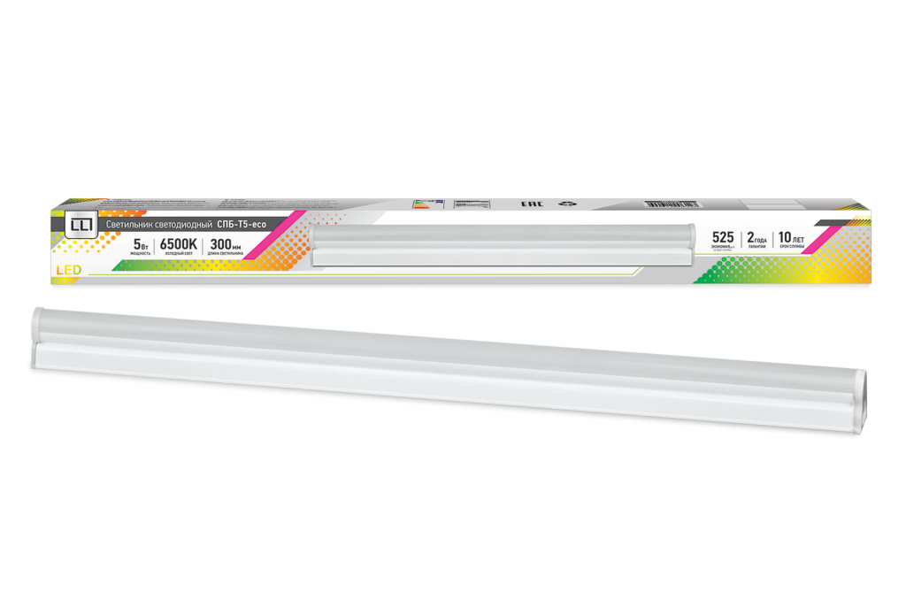 Светильник светодиодный СПБ-Т5-eco 5Вт 6500К 230В 375лм IP40 300мм LLT