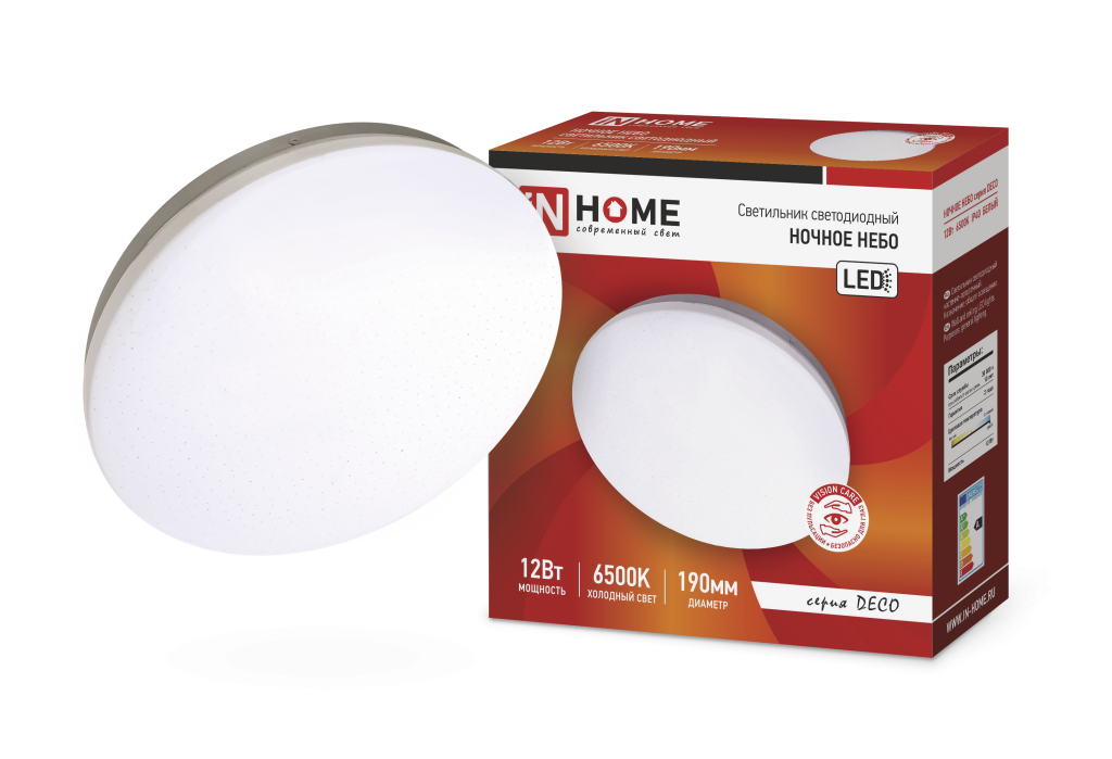 Светильник светодиодный серии DECO 12Вт 230В 6500К 780лм 190х65мм НОЧНОЕ НЕБО IN HOME