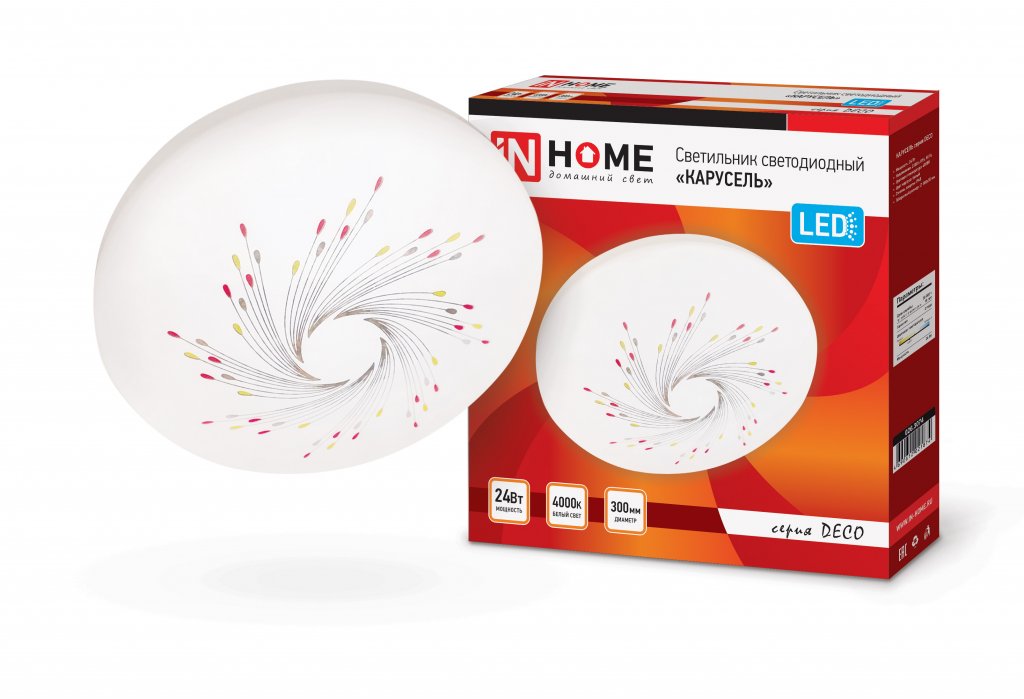 Светильник светодиодный серии DECO 24Вт 230В 4000К 1560лм 300х55мм КАРУСЕЛЬ IN HOME