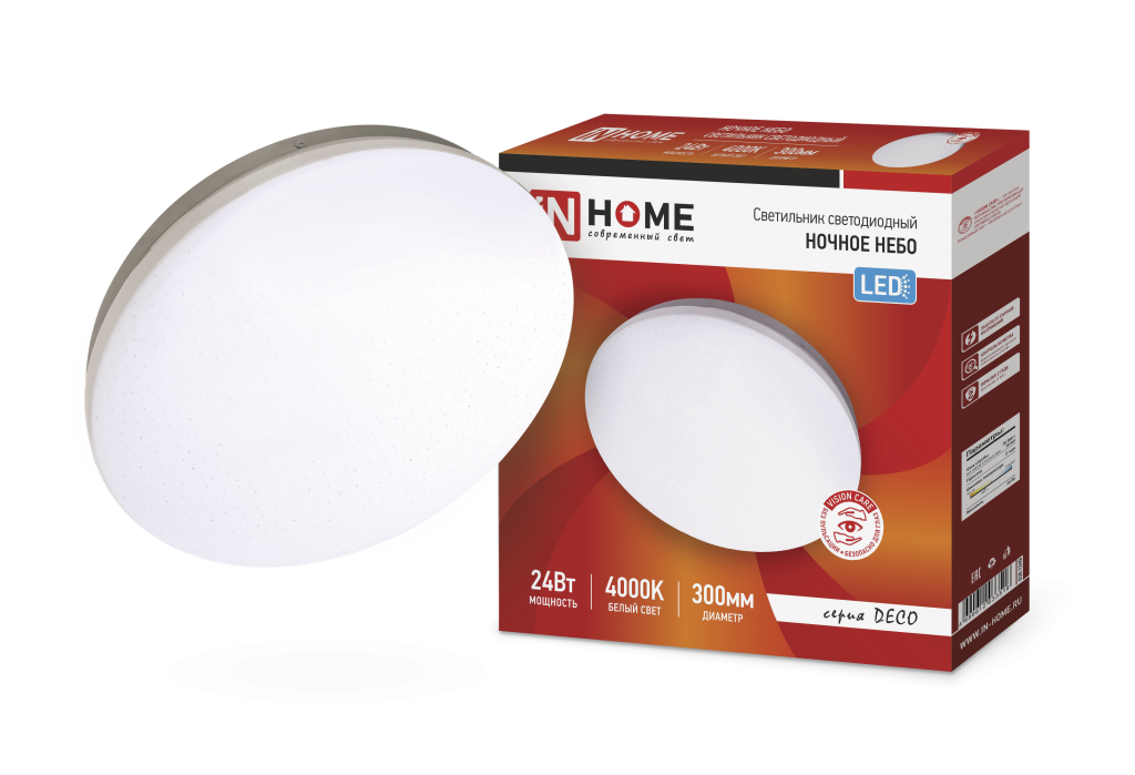 Светильник светодиодный серии DECO 24Вт 230В 4000К 1560лм 300х55мм НОЧНОЕ НЕБО IN HOME