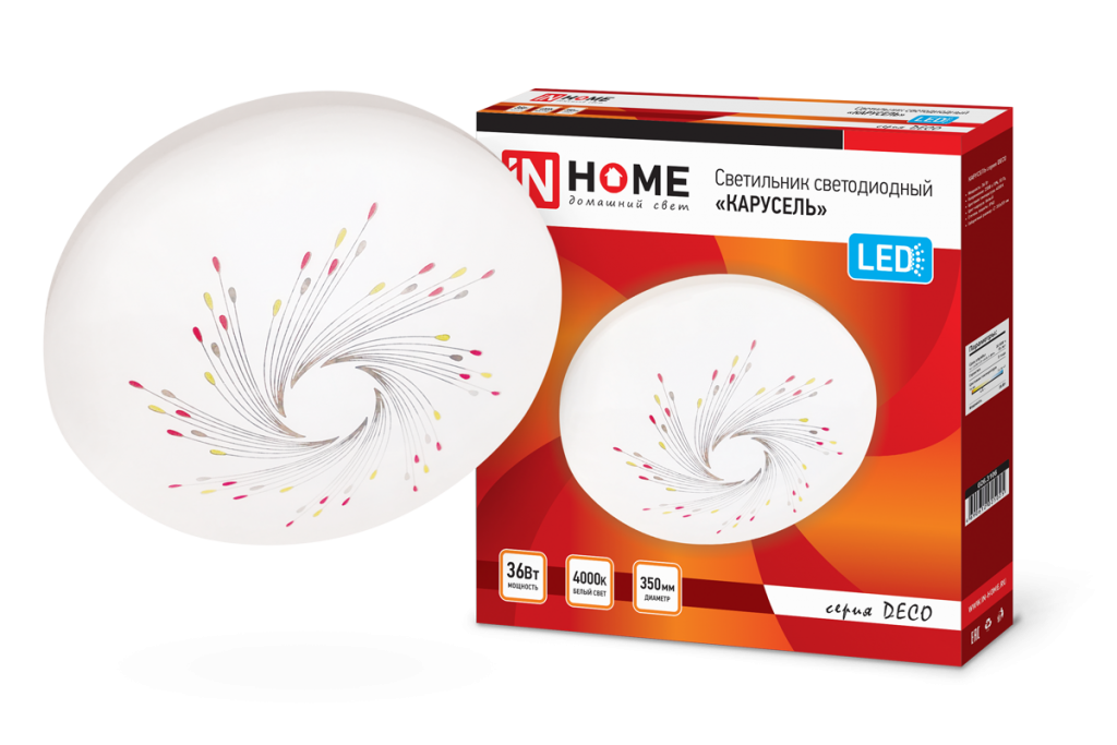 Светильник светодиодный серии DECO 36Вт 230В 4000К 2340лм 350х55мм КАРУСЕЛЬ IN HOME