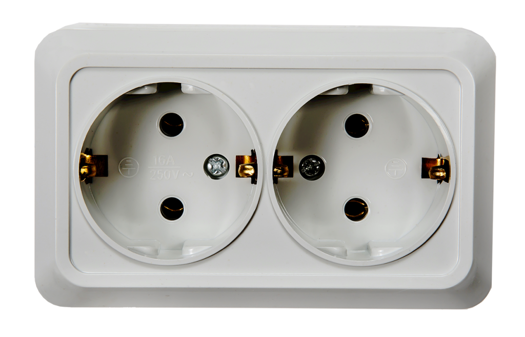 Розетка двойная с заземлением BOLLETO белая накладная 7128 IN HOME