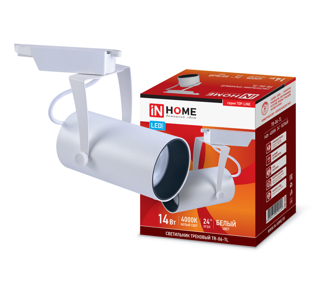 Светильник трековый светодиодный TR-06-TL 14Вт 4000К 1400Лм IP40 24 градуса белый серии TOP-LINE IN HOME