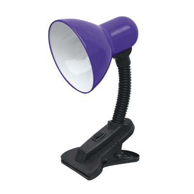 Светильник настольный под лампу СНП-01Ф на прищепке 40Вт E27 ФИОЛЕТОВЫЙ (мягкая упаковка) IN HOME