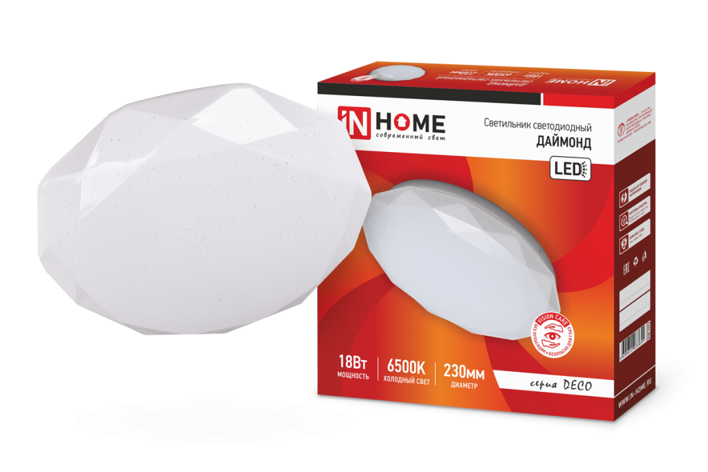 Светильник светодиодный серии DECO 18Вт 230В 6500К 1170лм 230х55мм ДАЙМОНД IN HOME