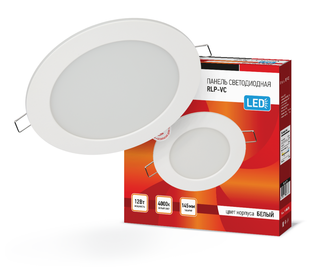Панель светодиодная встраиваемая круглая RLP-VC 12Вт 230В 4000К 960Лм 145мм белая IP40 IN HOME