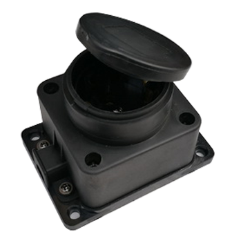 Розетка одинарная с заземлением каучук с заглушкой 16А IP44 черная 9321 IN HOME