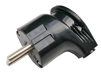Вилка угловая с заземлением 16А черная 4210 IN HOME