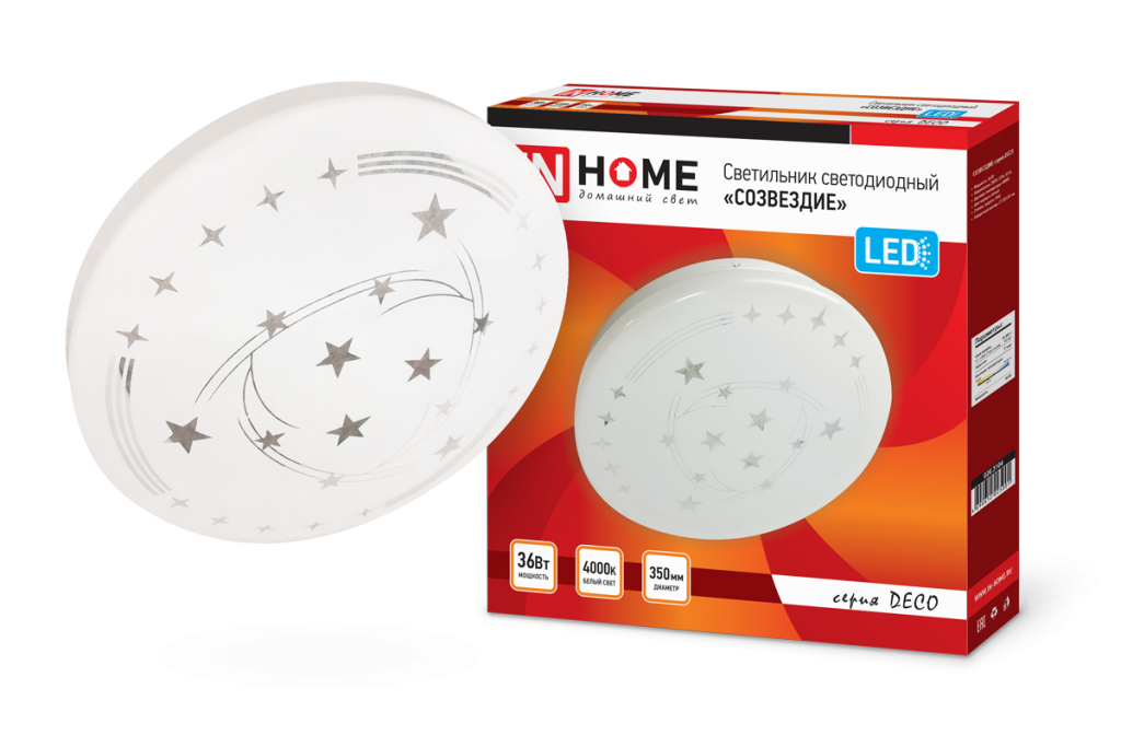 Светильник светодиодный серии DECO 36Вт 230В 4000К 2340лм 350х55мм СОЗВЕЗДИЕ IN HOME
