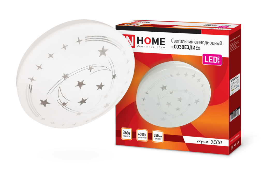 Светильник светодиодный серии DECO 36Вт 230В 6500К 2340лм 350х55мм СОЗВЕЗДИЕ IN HOME