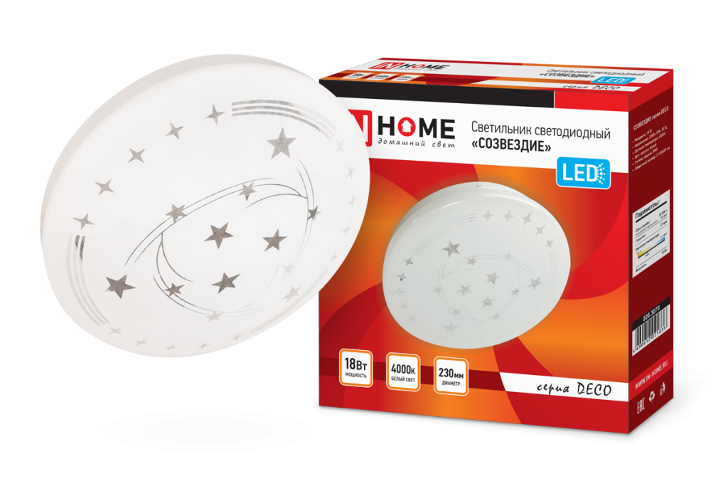 Светильник светодиодный серии DECO 18Вт 230В 4000К 1170лм 230х55мм СОЗВЕЗДИЕ IN HOME