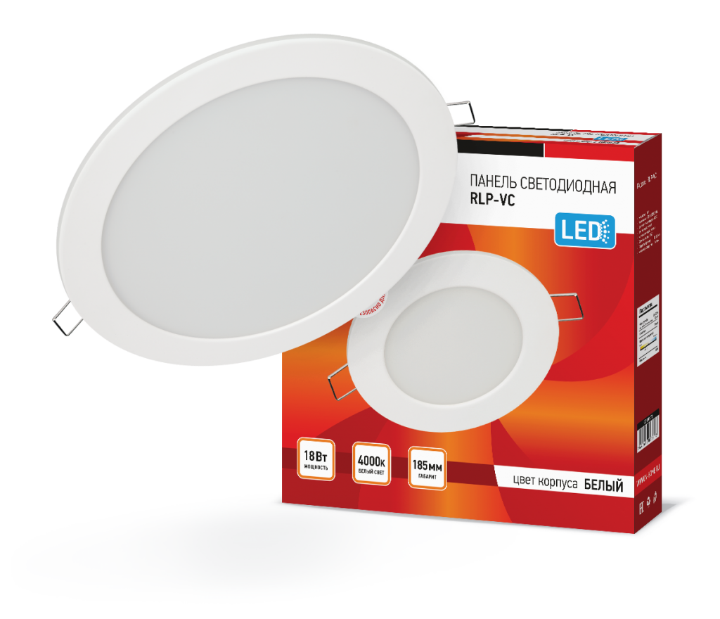 Панель светодиодная встраиваемая круглая RLP-VC 18Вт 230В 4000К 1440Лм 185мм белая IP40 IN HOME