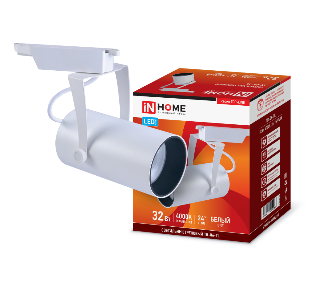 Светильник трековый светодиодный TR-06-TL 32Вт 4000К 3200Лм IP40 24 градуса белый серии TOP-LINE IN HOME