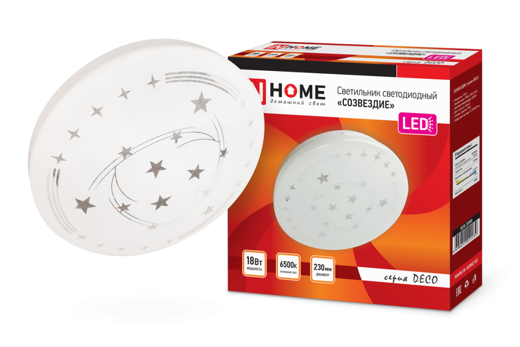 Светильник светодиодный серии DECO 18Вт 230В 6500К 1170лм 230х55мм СОЗВЕЗДИЕ IN HOME
