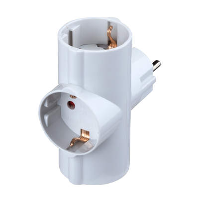 Тройник R-3G трехместный с заземлением 16А белый 4370 IN HOME