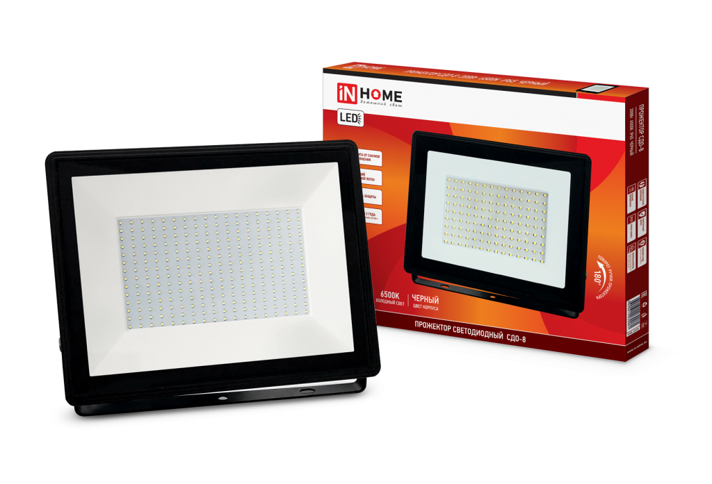 Прожектор светодиодный СДО-8 200Вт 230В 6500К 17000Лм IP65 IN HOME