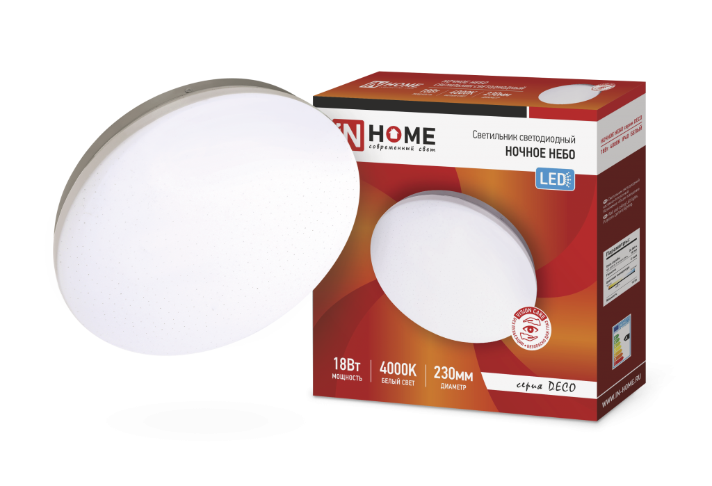 Светильник светодиодный серии DECO 18Вт 230В 4000К 1170лм 230х55мм НОЧНОЕ НЕБО IN HOME