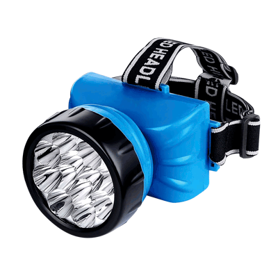 Фонарь налобный аккумуляторный HLA 09B 12LED 120Lm 15ч 2 режима, з/у 230В СИНИЙ IN HOME