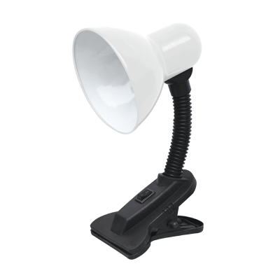 Светильник настольный под лампу СНП-01Б на прищепке 40Вт E27 БЕЛЫЙ (мягкая упаковка) IN HOME