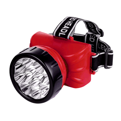Фонарь налобный аккумуляторный HLA 09R 12LED 120Lm 15ч 2 режима, з/у 230В КРАСНЫЙ IN HOME