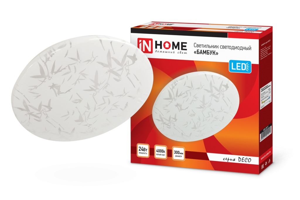 Светильник светодиодный серии DECO 24Вт 230В 4000К 1560лм 300х55мм БАМБУК IN HOME