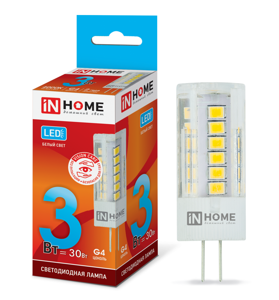Лампа светодиодная LED-JC-VC 3Вт 12В G4 4000К 260Лм IN HOME