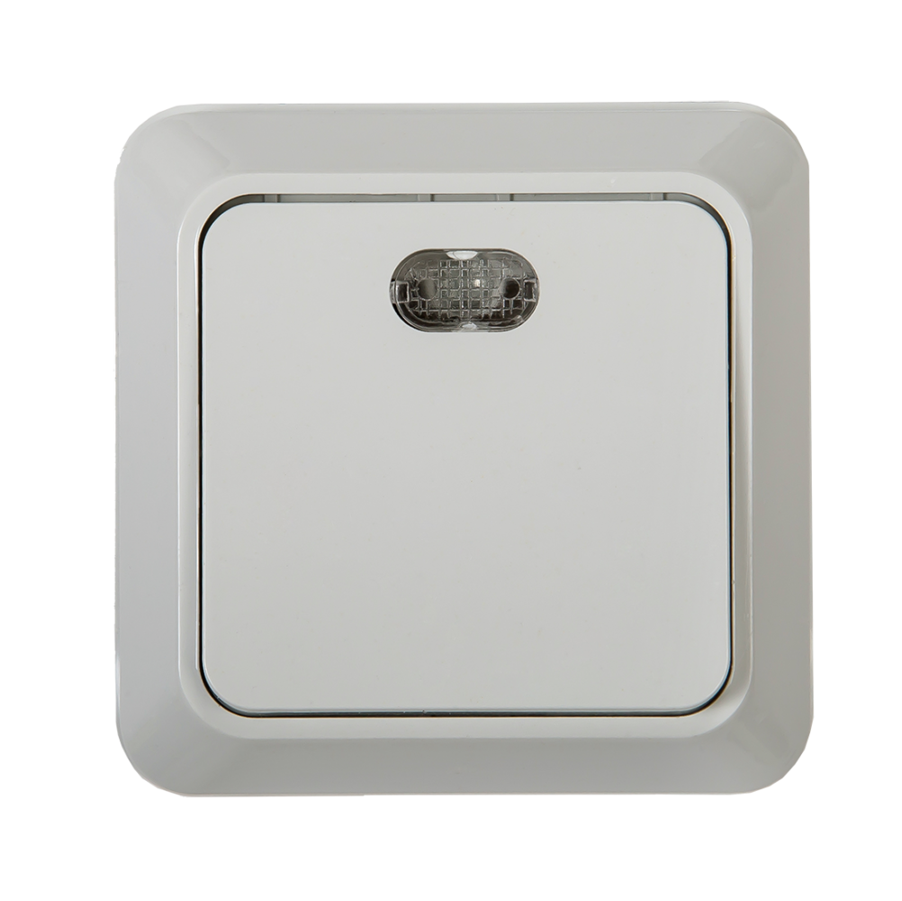 Выключатель одноклавишный с подсветкой BOLLETO белый накладной 7121 IN HOME