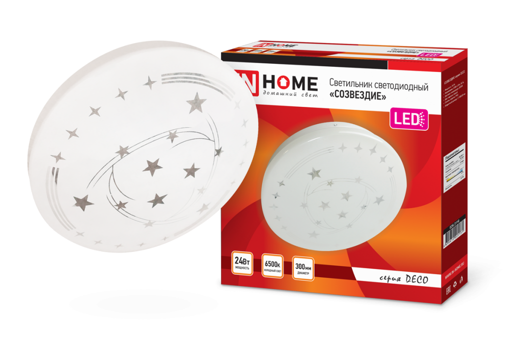 Светильник светодиодный серии DECO 24Вт 230В 6500К 1560лм 300х55мм СОЗВЕЗДИЕ IN HOME