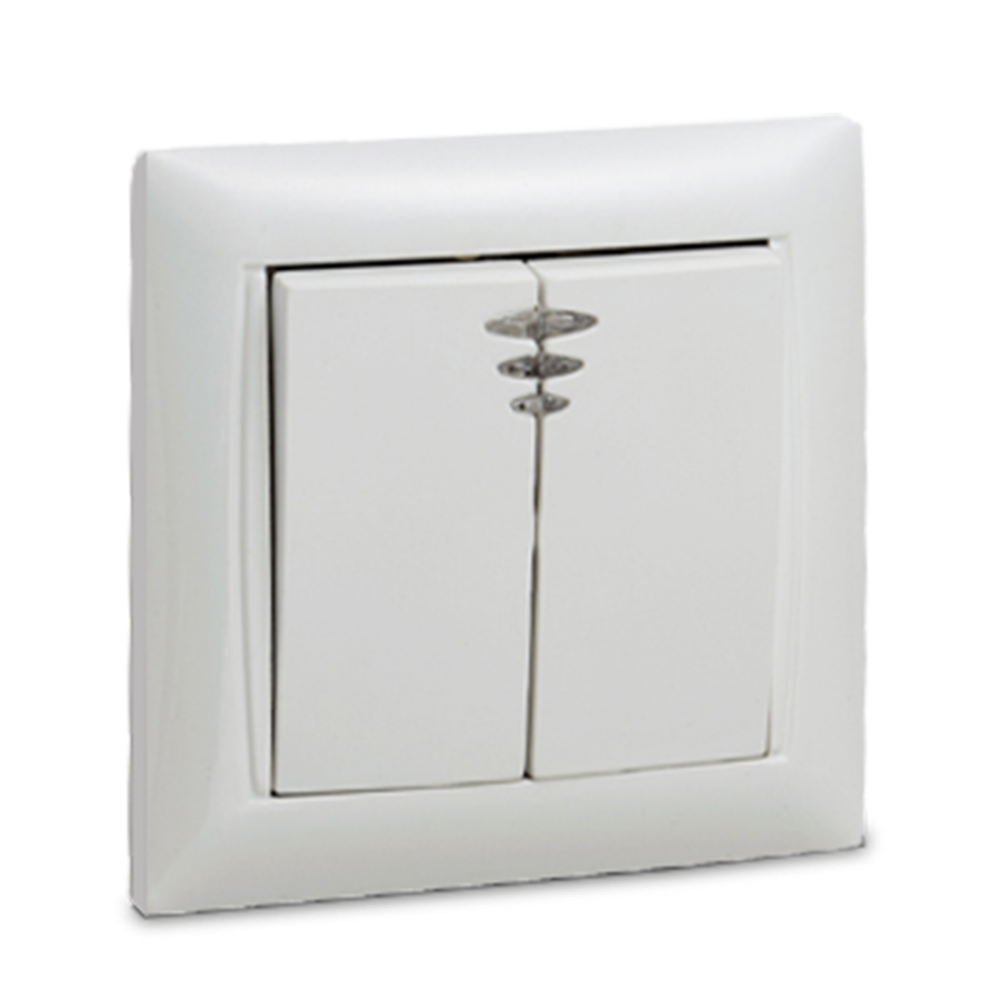 Выключатель двухклавишный с подсветкой VALENZO белый 6123 IN HOME