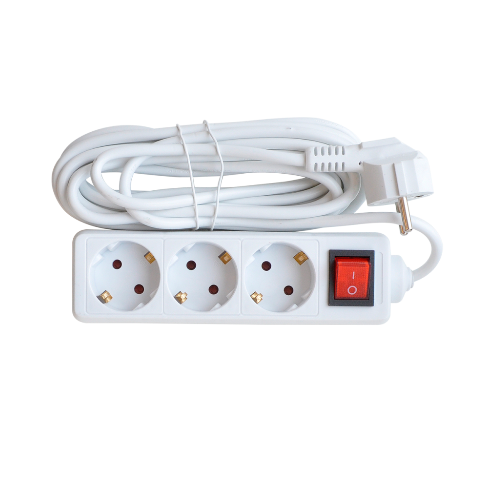 Удлинитель 3GS-5-SMART трехместный c выключателем 10А с заземлением 5м 8435 IN HOME
