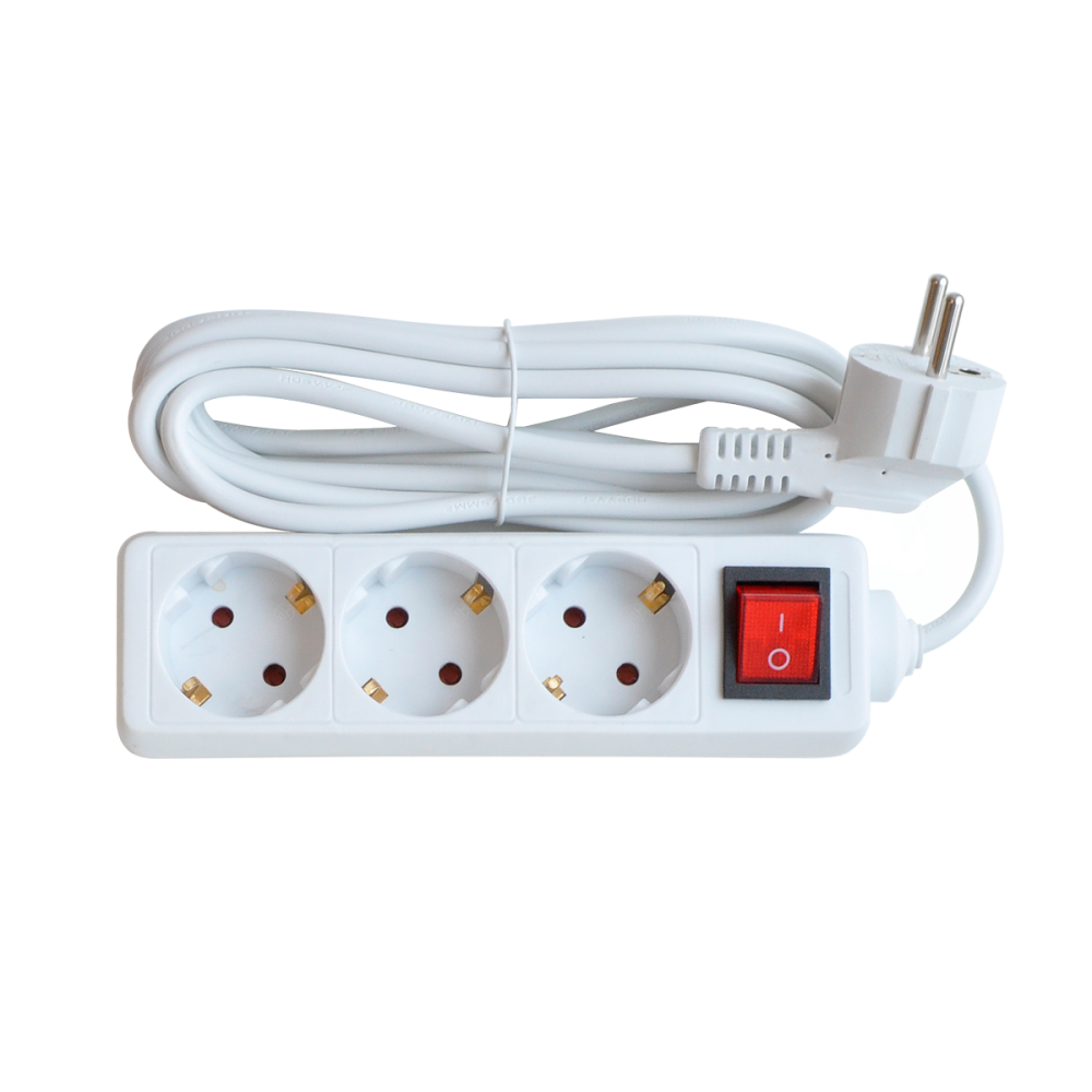 Удлинитель 3GS-3-SMART трехместный c выключателем 10А с заземлением 3м 8433 IN HOME