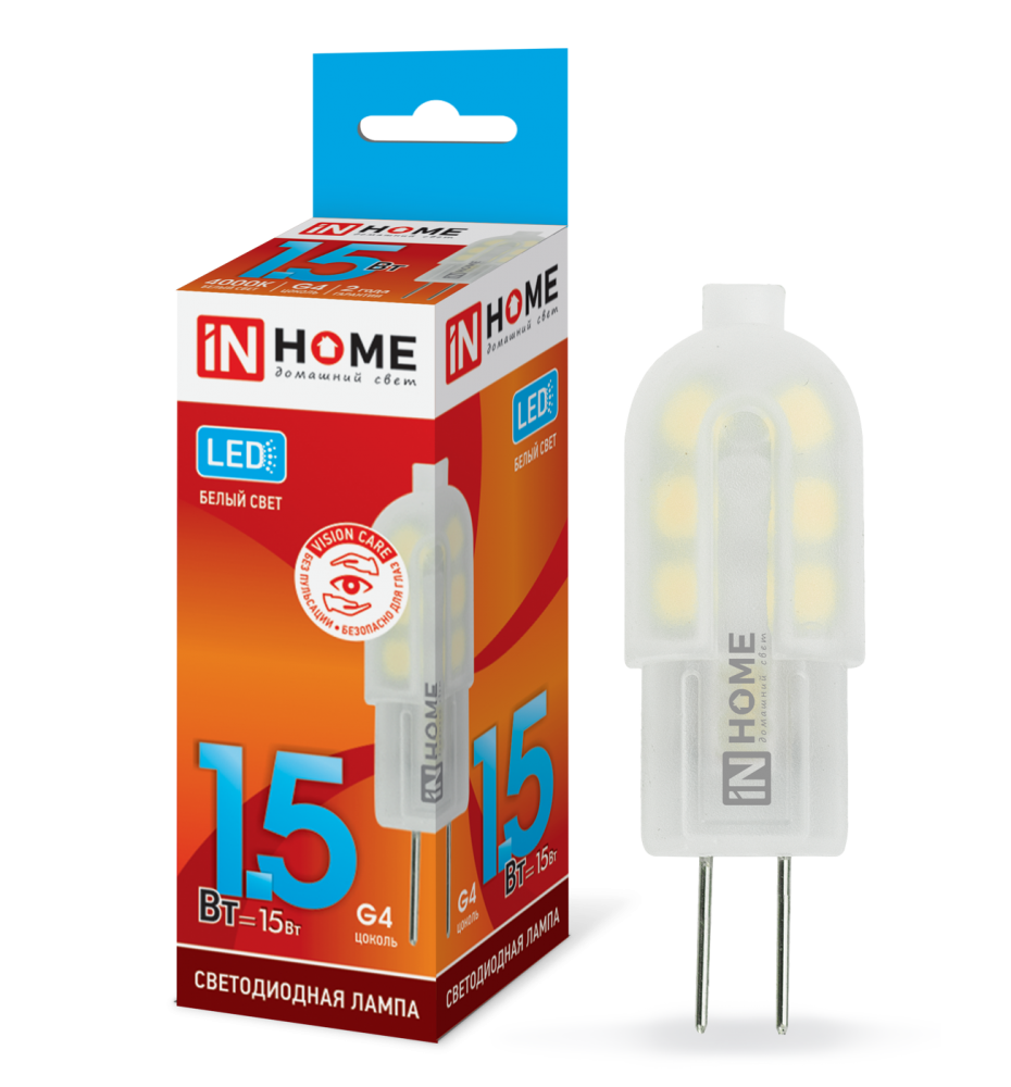 Лампа светодиодная LED-JC-VC 1.5Вт 12В G4 4000К 95Лм IN HOME