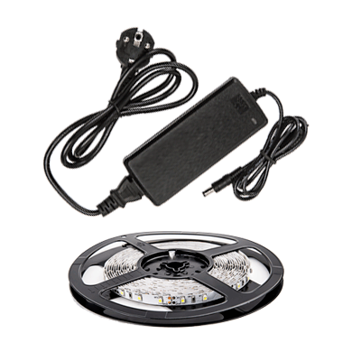 Набор светодиодная лента LS 35CW-60/33-5-AP 60LED 24Вт IP33 6000K холодный белый 5м, адаптер IN HOME