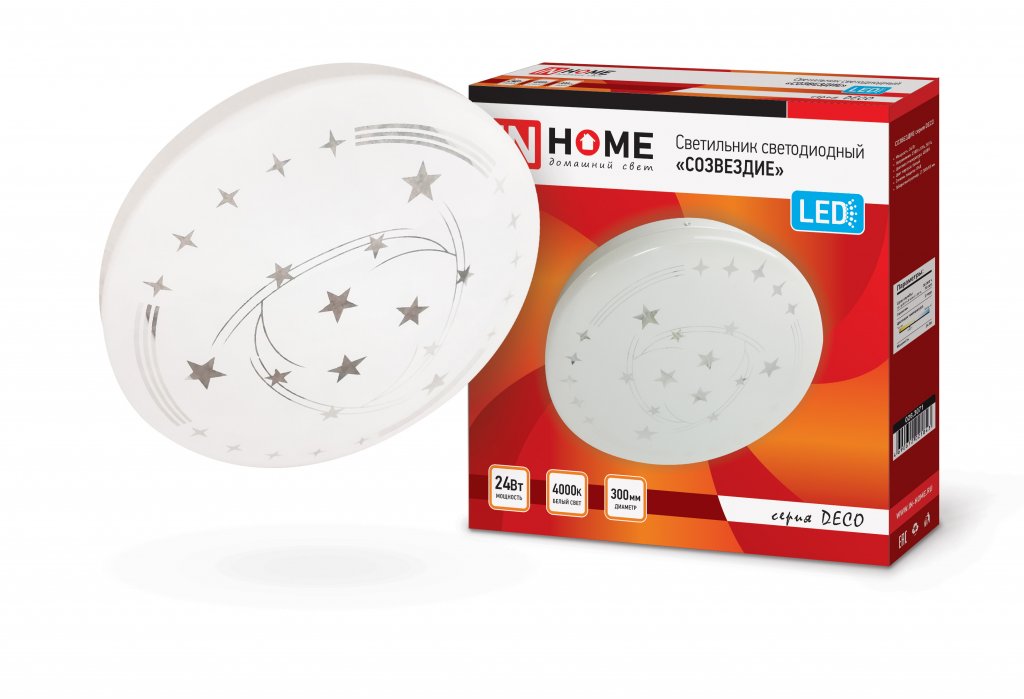 Светильник светодиодный серии DECO 24Вт 230В 4000К 1560лм 300х55мм СОЗВЕЗДИЕ IN HOME