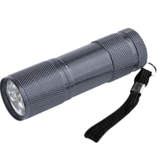 Фонарь ручной FLA 61S 9LED 3ААА алюминиевый СЕРЫЙ IN HOME