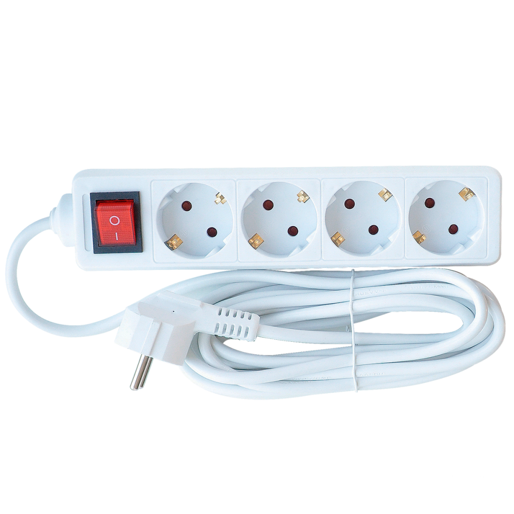 Удлинитель 4GS-5-SMART четырехместный c выключателем 10А с заземлением 5м 8445 IN HOME