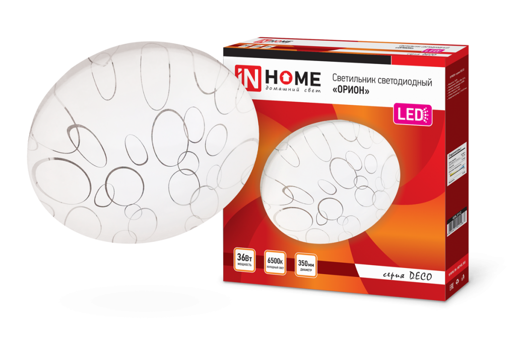 Светильник светодиодный серии DECO 36Вт 230В 6500К 2340лм 350х55мм ОРИОН IN HOME