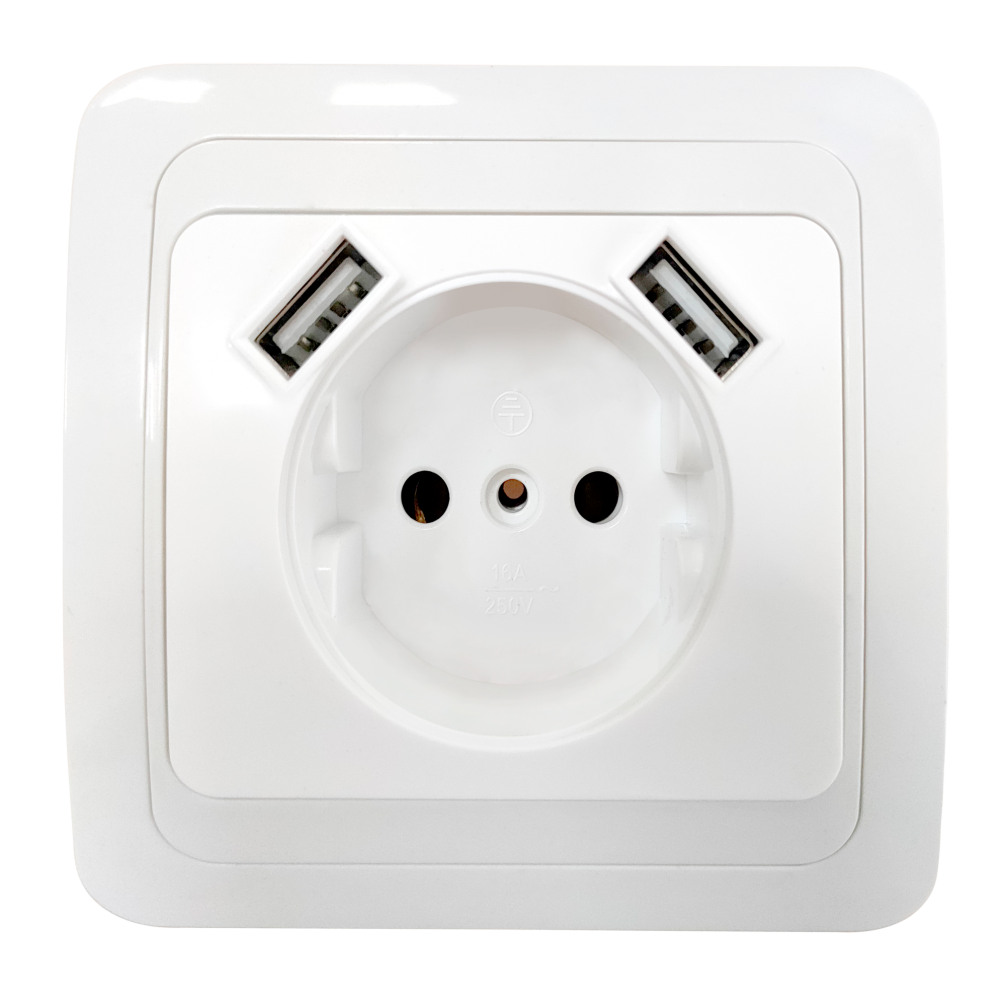Розетка одинарная CLASSICO с двумя USB белая 2147 IN HOME