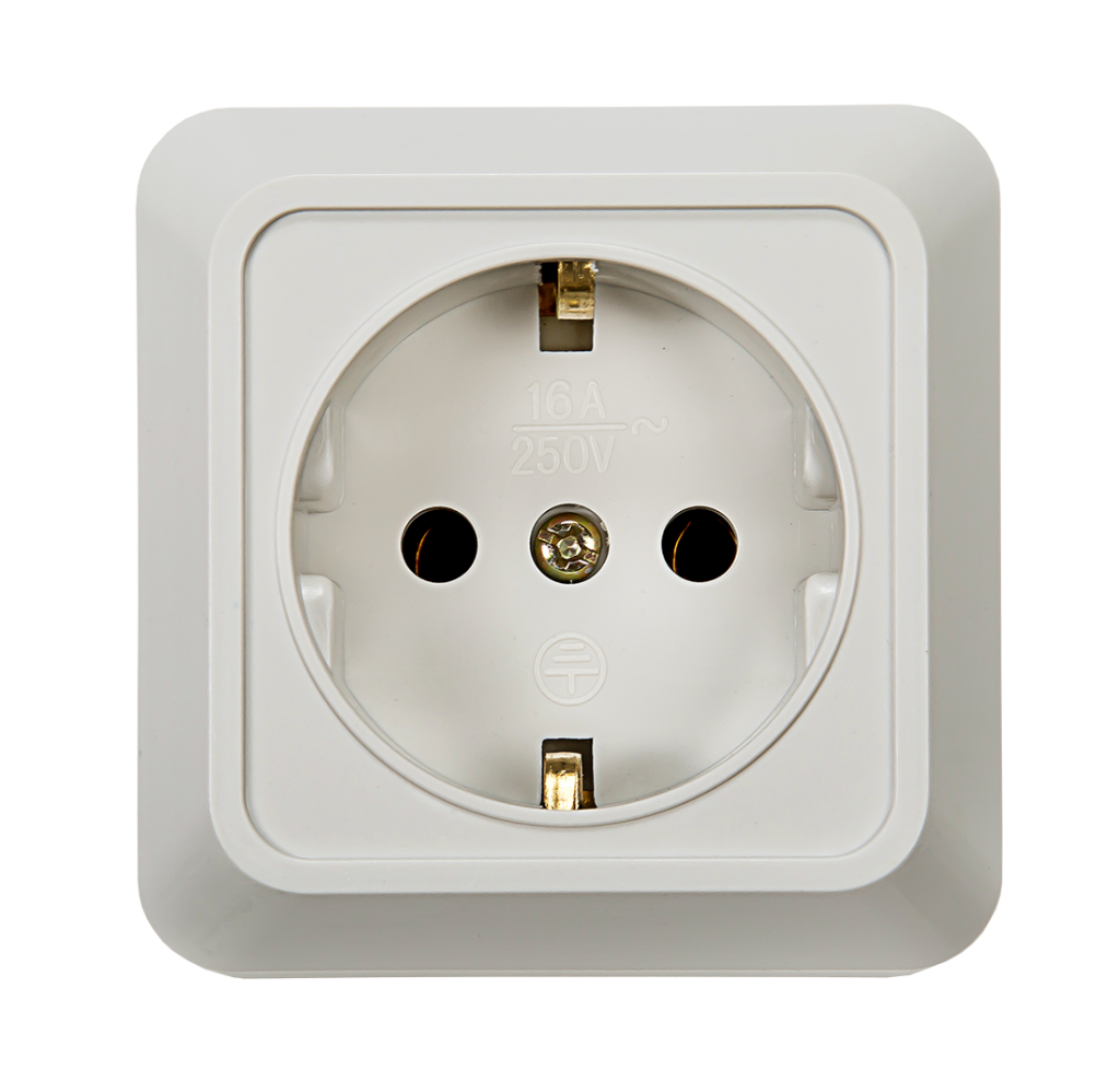 Розетка одинарная с заземлением BOLLETO белая накладная 7028 IN HOME