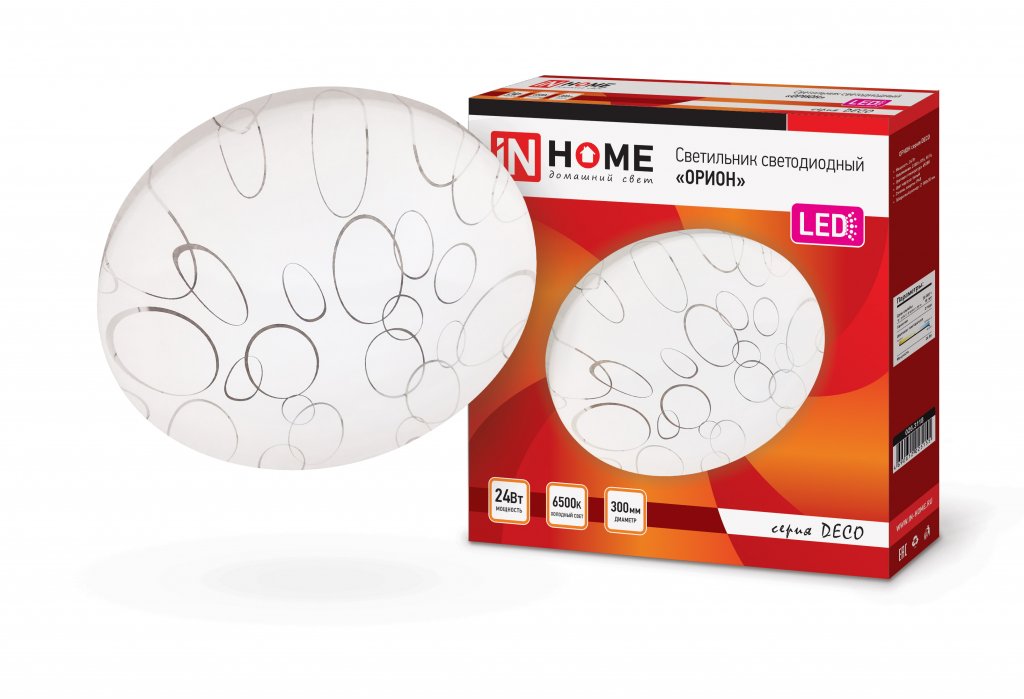 Светильник светодиодный серии DECO 24Вт 230В 6500К 1560лм 300х55мм ОРИОН IN HOME