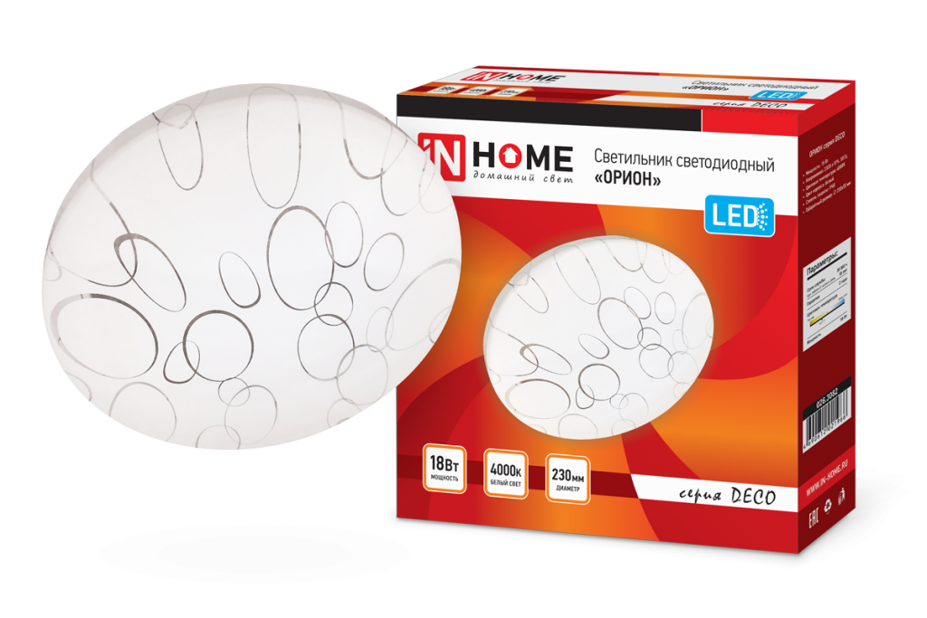 Светильник светодиодный серии DECO 18Вт 230В 4000К 1170лм 230х55мм ОРИОН IN HOME