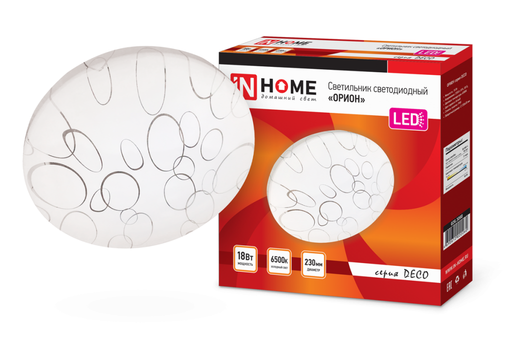 Светильник светодиодный серии DECO 18Вт 230В 6500К 1170лм 230х55мм ОРИОН IN HOME