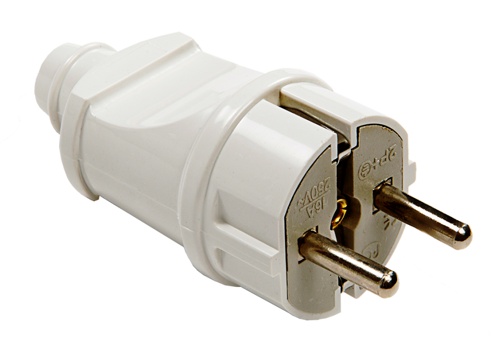 Вилка прямая с заземлением 16А белая 4140 IN HOME